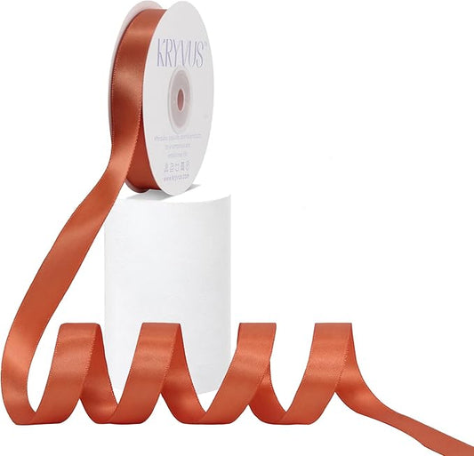 Copper Satin Ribbon, Double Faced 5/8 Inch X 25 Yards Copper Ribbon, Premium Satin Ribbon for Gift Wrapping, Crafts, Hair Bow Making, Sewing, Flower Bouquet, Wedding Party Decor