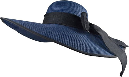 DRESHOW Beach Hats for Women Big Straw Wide Brim Summer Hat Floppy Foldable Roll up Cap Sun Hat UPF 50+
