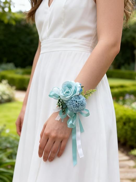 Rose Wrist Corsage Wristlet Band Bracelet Wedding Wrist Corsage Artificial Flowers Bracelet Homecoming Prom Corsages Wristlet for Women Bride Bridesmaid Wedding Prom Anniversary