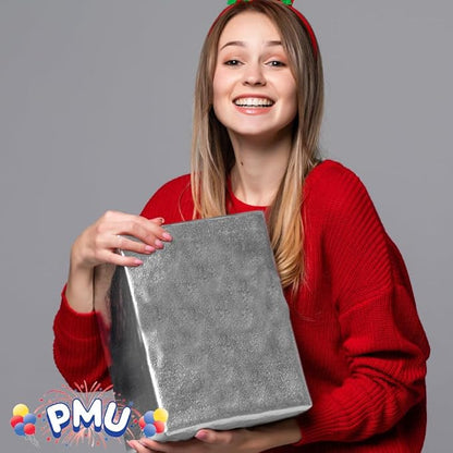 PMU (2 Gift Wrap Mylar Roll Metallic Silver 2-sided, 24 Inches X 25 Ft Roll 1.4 Mil Highly Reflective Mylar Film, Great for Gifts, Birthdays, Christmas, Baskets, Arts & Crafts