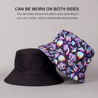 Malaxlx Unisex Bucket Hat Beach Sun Hat Aesthetic Fishing Hat for Men Women Teens, Reversible Double-Side-Wear