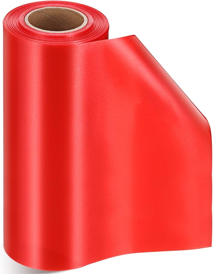 Syhood Outdoor Leaf Ribbon Floral Satin Ribbon for Crafts Aspidistra Waterproof Holiday Outdoor Decoration(8 Inch X 30 Yards,Red)