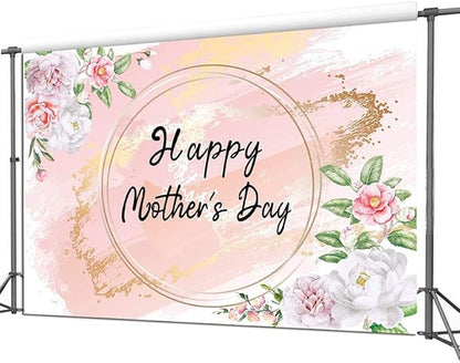 Dudaacvt 10x8ft Happy Mother's Day Backdrop Love Heart Photography Background Floral Mothers Day Birthday Photography Background for Mother's Day Photo Booth Props