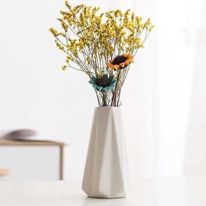 Modern White Small Ceramic Vase Set of 6 for Living Room Bedroom Office 5.9'' Minimalist Fresh Flower Vases for Home Decor Fireplace Centerpieces Nordic Style Gift for Fake Plant 6 Pack