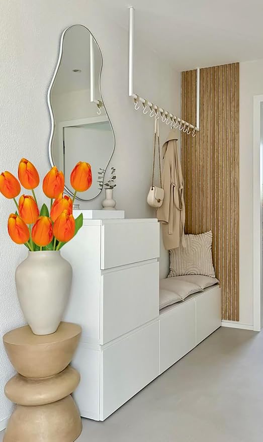 6PCS 23" Fake Tulip Flowers Artificial Orange Tulips Long Stem Faux Flower, Silk Flower Décor for Floral Arrangement Home Farmhouse Wedding Decoration