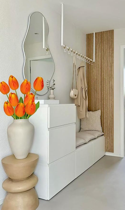 6PCS 23" Fake Tulip Flowers Artificial Orange Tulips Long Stem Faux Flower, Silk Flower Décor for Floral Arrangement Home Farmhouse Wedding Decoration