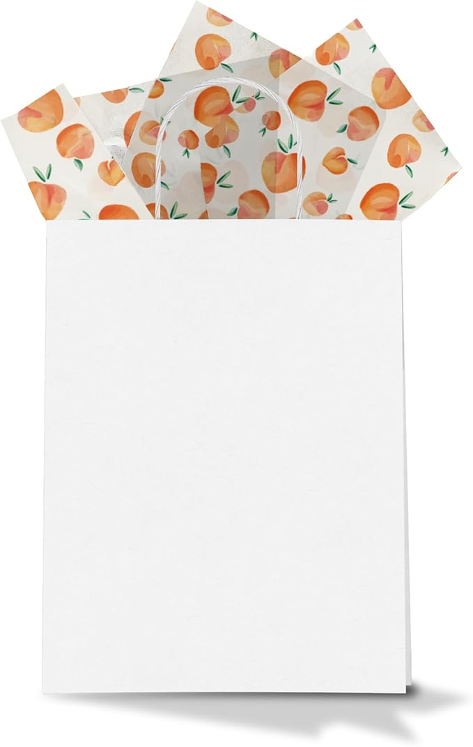 Pro Supply Global Peaches Printed Tissue Paper for Gift Bags or Boxes and Wrapping - Summer Bulk Decorative Art Tissue Paper for Packaging and Gifting | 24 Sheets 20" x 30"