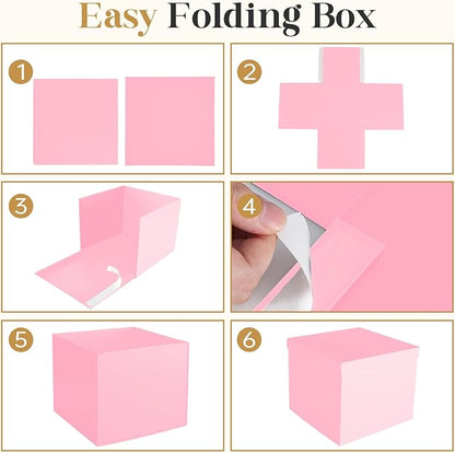 Donyang Gift Box, 12x12x10 inches Large Pink Gift Boxes for Presents with Lids, Birthday Box, Groomsman Proposal Box, for Wedding, Valentine's Day, Mother's Day, Halloween, Christmas Gift Packging