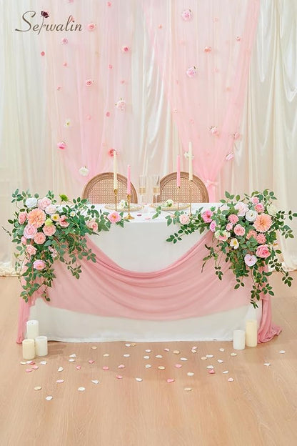 Serwalin Artificial Silk Flowers Blush Pink, Fake Flowers Stems for Wedding Bouquets DIY, Baby Shower Centerpieces, Cake Decor, Birthday Party & Home Decor (Pale Pink)