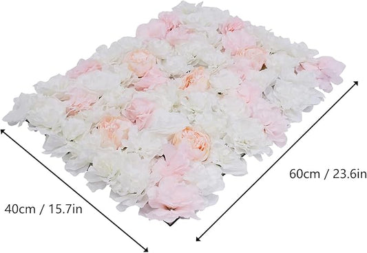 20 PCS Artificial Flower Wall Panel,Each Panel 24" x 16"3D Silk Rose Hydrangea Floral Backdrop,Handmade Eco-Friendly Flower Wall Photo Backdrop Decor (type5)