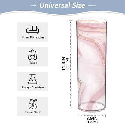 Vase Plastic Vase Elegant Cylinder Flower Vase Shatterproof Decorative Centerpiece for Home Table Office Weddings Events (11.8 x 3.9 in)