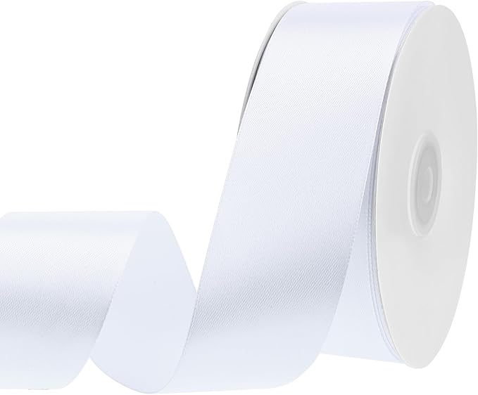 White Ribbon 60 Yards 1 1/2 inch White Satin Ribbon Wide Gift Ribbons for Flower Floral Arrangement Gift Wrapping Chair Cheer Bows Wedding Bride Sash Baby Shower Christmas Bedroom Decor