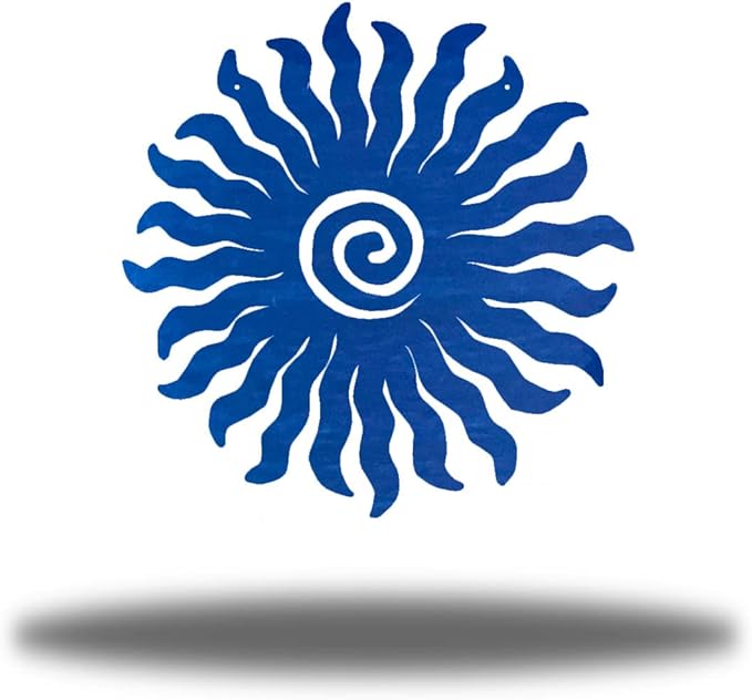 Riverside Designs Sunburst Metal Wall Art Steel Outdoor Decor - Heavy-Duty and Waterproof - Made in USA (12", Blue)