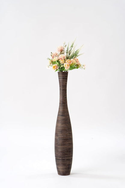 Leewadee Decorative Tall Floor Vase for Living Room Decor, 26 inches, Brown, Resin