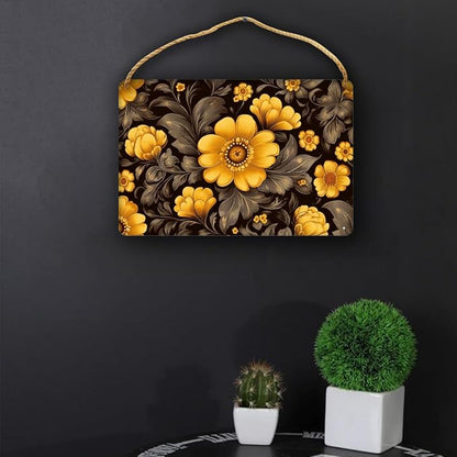 Opulent Black & Gold Floral Dining Wooden Sign 12x8 Inch - Inviting Dining Room Decors for Hosts & Floral Aficionados, Grand Accent to Enhance Gatherings with Vintage Floral Elegance