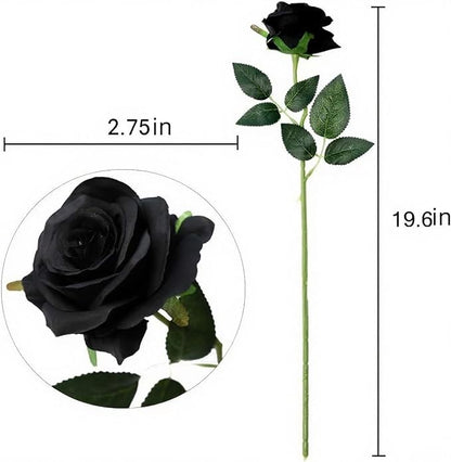 Black Roses Artificial Flowers 15 PCS, Fake Roses Silk Flowers with Long Stems, Faux Rose for Wedding Centerpieces, Home Decor, Indoor Floral Arrangements, Party Decor, DIY Bouquet (Black)