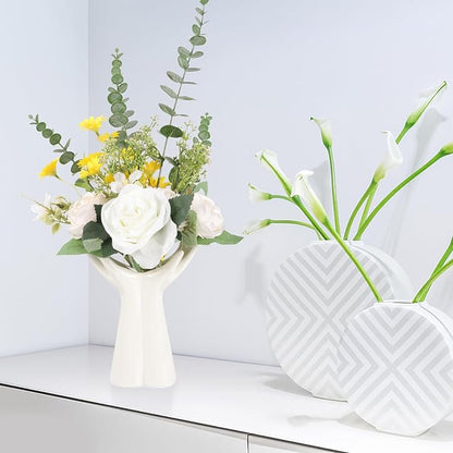 BESPORTBLE Creative Ceramic Hand Vase for Flowers Small Glazed Nordic Style Decorative Vase for Hydroponic Plants and Desktop Floral Arrangement Lightweight and Odorless Material for Home