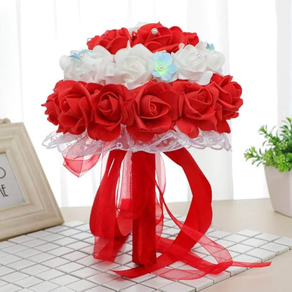 IPOPU 100 Pcs Artificial Flowers Roses Flower Heads Coral Red Foam Fake Roses for DIY Craft Wedding Centerpieces Arrangements Party Baby Shower Cake Decor Home Decorations (Red, Stemless)