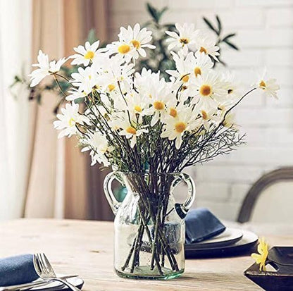 10pcs Artificial Daisy Flowers Flower Arrangements for Home Hotel Office Wedding Party Garden Craft Art Decor Each Approx 21" High No Vase White