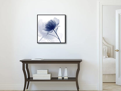 Wieco Art Framed Wall Art Blue Flickering Flower Abstract Canvas Art Large Floral Pictures Prints on Canvas Modern Artwork for Living Room Decoration Bedroom Home Decor