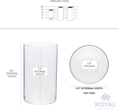 Royal Imports Flower Vase Acrylic Cylinder - Decorative Centerpiece for Home or Wedding - Non Breakable Plastic, 5"X8" Tall Round - Clear