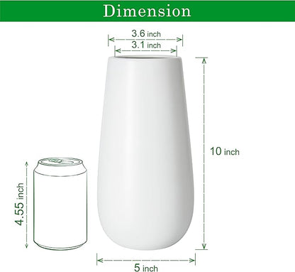 D'vine Dev 10 Inch White Elegant Oval Ceramic Vase for Flowers, Home Décor Vase with Design Box, VS-LD-B-4