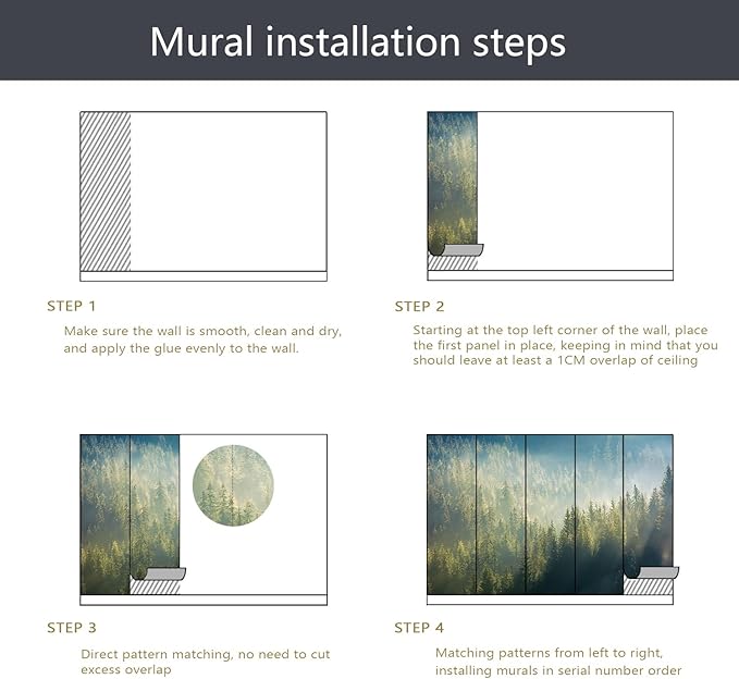 PYFFYP- Green Forest and Mountains Wallpaper Wall murals for Living Room(Not Peel and Stick)