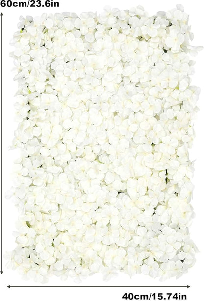 Flower Wall Panel Floral Backdrop,20Pack Flower Wall Decor,Floral Mat Silk Rose Hydrangea Background,Silk Rose Wall,Artificial Flower Backdrop Faux Flower Panel for Wedding,15.7"x 23.6"