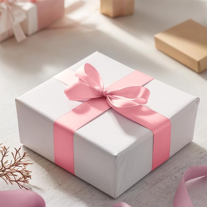 Pink Ribbon 1-1/2 Inch Pink Satin Fabric Ribbon 50 Yards for Flower Bouquet Gift Wrapping Birthday Wedding Christmas Party Decoration