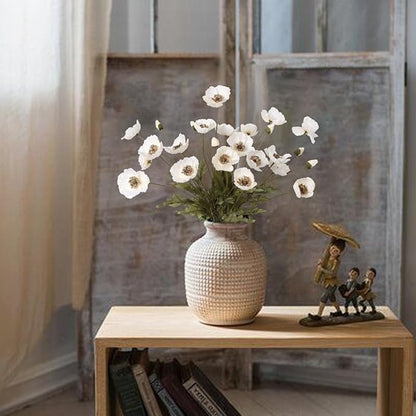 IPOPU White Artificial Poppy Flowers 6pcs Poppies White Artificial Flowers with Stems Silk Flower Arrangements for Wedding Centerpieces for Home Table Bridal Shower Party Decorations (White)
