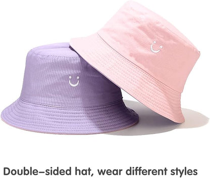 Malaxlx Unisex Bucket Hat Beach Sun Hat Aesthetic Fishing Hat for Men Women Teens, Reversible Double-Side-Wear