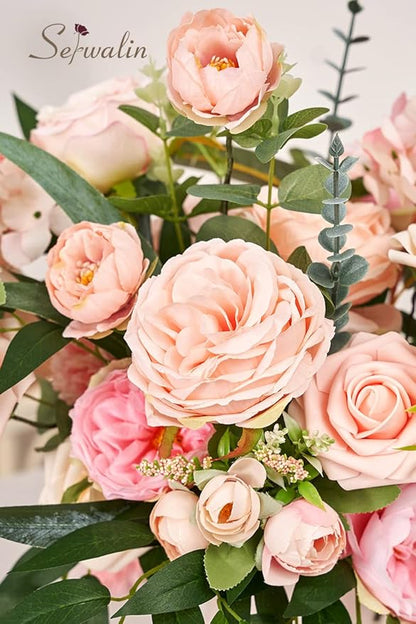 Serwalin Artificial Flowers Pink Flowers Fake Silk Flowers Wedding Cake Flowers for Wedding Bouquets Table Centerpieces Spring Decor Party Baby Shower Decoration