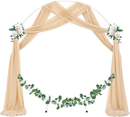 Socomi Wedding Arch Draping Fabric 3 Panels 29" x 19Ft Champagne Sheer Chiffon Curtain Drapes 6 Yards for Wedding Ceremony Birthday Party Decoration