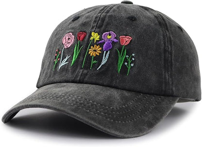 Garden Hats for Women, Adjustable Cotton Embroidered Gardening Baseball Cap