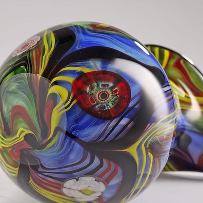 Luxury Lane Hand Blown Abstract Teardrop Art Glass Vase for Decor Centerpiece Table Decoration 9.5 inch Tall Multicolor
