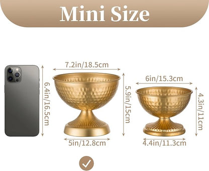 Sziqiqi Urn Vases for Wedding Centrepiece - 6in High Gold Metal Vase Set of 10 Small Vintage Flower Arrangement Pots for Table Centrepieces Elegant Hammered Vase for Christmas Anniversary Party