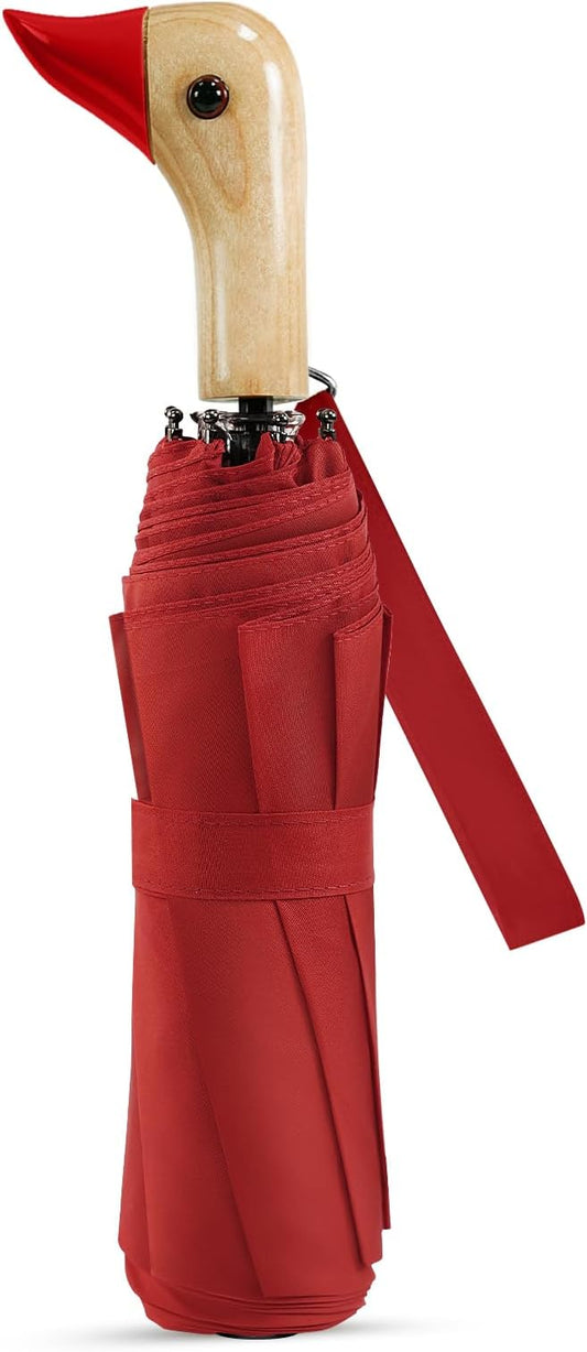 Cute Duck Handle Umbrella - Compact Travel Yellow Duck Head Umbrella for Adults and Girls