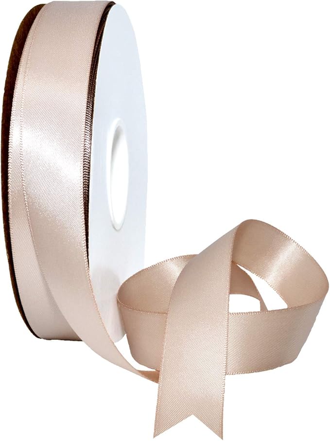 Morex Ribbon Double Face Satin Ribbon 7/8" X 50 YD Vanilla Ribbon for Gift Wrapping, Birthday Gift Cards, Satin Dress for Women, Silk Ribbons for Crafts, Wedding Gifts for Couple