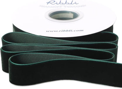 Ribbli Dark Green Velvet Ribbon 1 Inches Continuous10 Yard Spool Red Christmas Ribbon for Gift Wrapping Crafts Home Decor