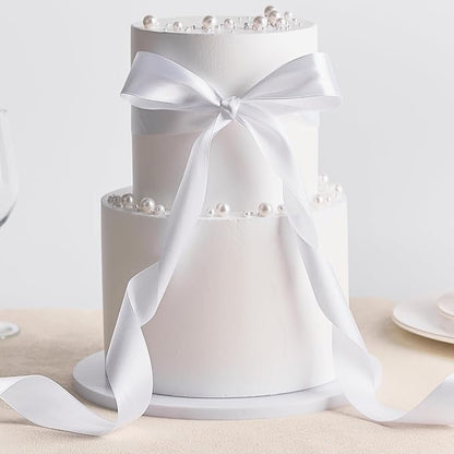 1-1/2 Inch Wide White Satin Ribbon, 50 Yards Solid Polyester Fabric Ribbon for Roses Making, Gift Wrapping, Christmas, Wedding Decorations, Crafts, Bows