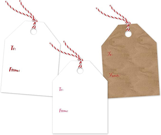 Pro Supply Global 24 Count of 2.5 Inch x 3 Inch Pre Strung XOXO Valentine's Day Gift Tag Assorted Printed Designs on Large Cardstock Gift Hang Tags - Ideal to Use on Bags