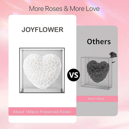JoyFlower About 140pcs Preserved Roses Gift, Real White Eternal Roses for Women, Long Lasting Forever Flowers with Gift Box for Mom Girlfriend Wife Her in Valentines Mother's Day Birthday Anniversary