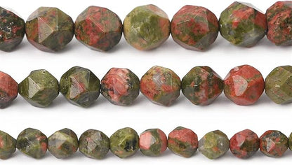 Faceted Natural Unakite Stone Round Beads 6mm 36cm/Strand for Jewelry Making