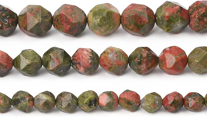 Faceted Natural Unakite Stone Round Beads 8mm 36cm/Strand for Jewelry Making
