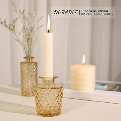 24pcs Glass Bud Vase Set, Small Gold Amber Flower Vases for Centerpieces in Bulk, Mini Vintage Vase for Wedding, Home,Table Decoration