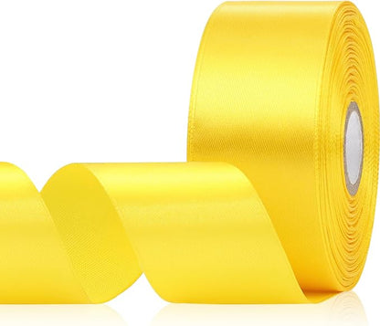 Yellow Satin Ribbon 1-1/2 Inch 30 Yards, Yellow Ribbon for Gift Wrapping, Flower Bouquet, Crafts, Baby Shower, Christmas, Easter and Bow Making