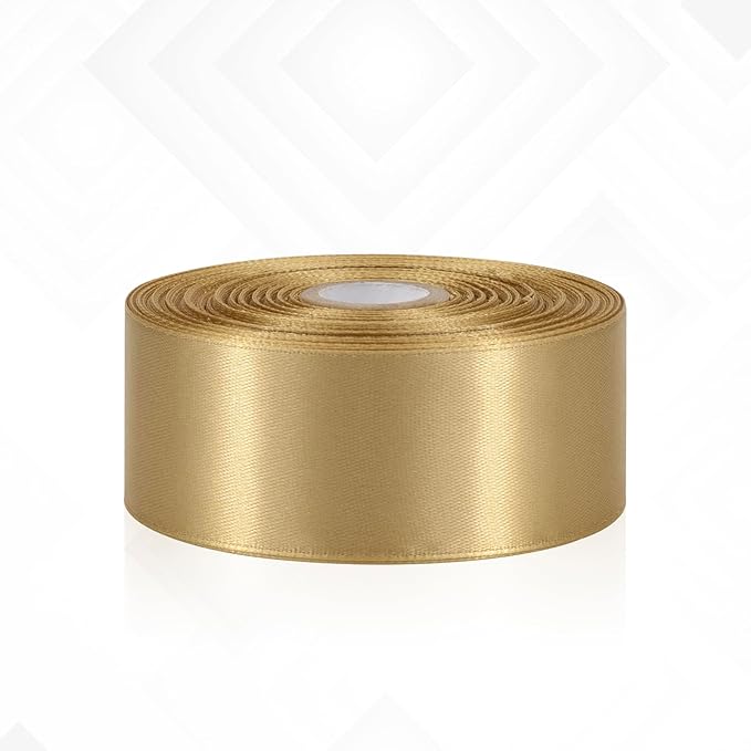 30 Yards Champagne Gold Ribbon 1-1/2 Inch, Champagne Gold Satin Ribbon for Gift Wrapping, Floral Arrangement, Crafts, Christmas, Wedding Party