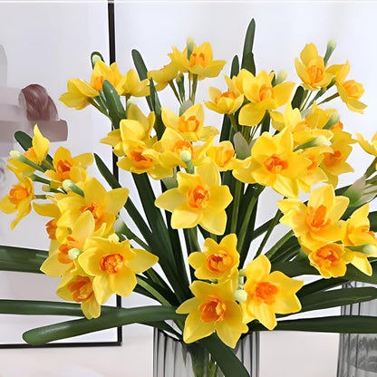 Artificial Flowers for Vases 20.5 Inch 10 Stems，Silk Dried Fake Mums Bouquet Indoor Faux Floral Arrangements for Decoration (Yellow-a)