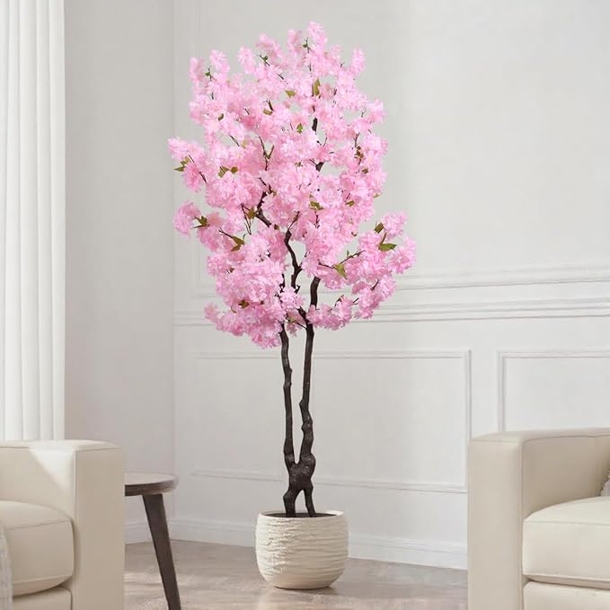 Pink Artificial Cherry Blossom Tree 6 FT Indoor Decor Faux Flower Tree Cherry Blossom Tree for Room Decor Gift