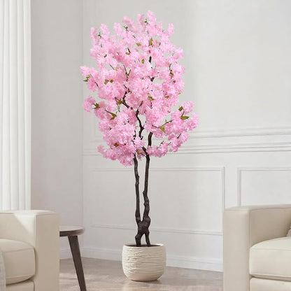 Pink Artificial Cherry Blossom Tree 6 FT Indoor Decor Faux Flower Tree Cherry Blossom Tree for Room Decor Gift